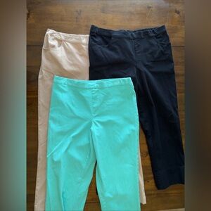 Isaac Mizrahi Live Womens Pull On Elastic Waist Pants Lot of 3 Tan Black Teal 16